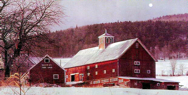 This farm that Robert settled on, around 1790, was kept in the family up until 1950; passed down from Robert to his son Joseph, then to his grandson Gilbert, and finally to his great grandson Joseph. The farm, now owned by the Bogie's and called Bogie Mountain, is one of the most photographed farms in New England. It has been on several calendars and the covers of Ideal and Yankee magazines. In 1950 there was still no running water or indoor plumbing. The barn and most of the outlying structures are still the original, but the house itself was burned to the ground in the 1970s and rebuilt to the original footprint. The farm is an active dairy farm and also produces Vermont maple syrup.