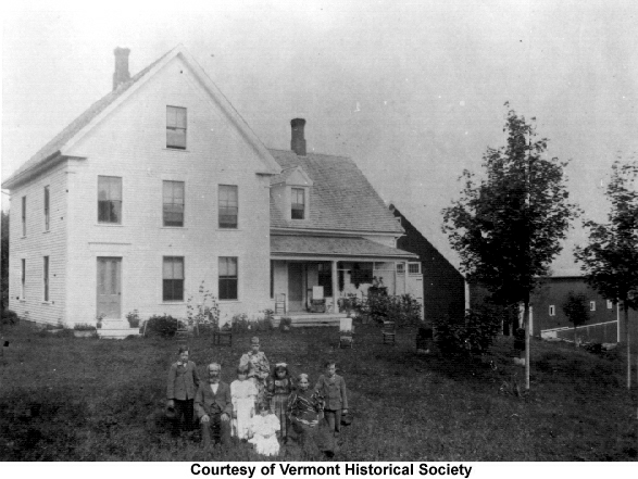 Joseph's children in front of the Robert Blair farm in the early 1800's 